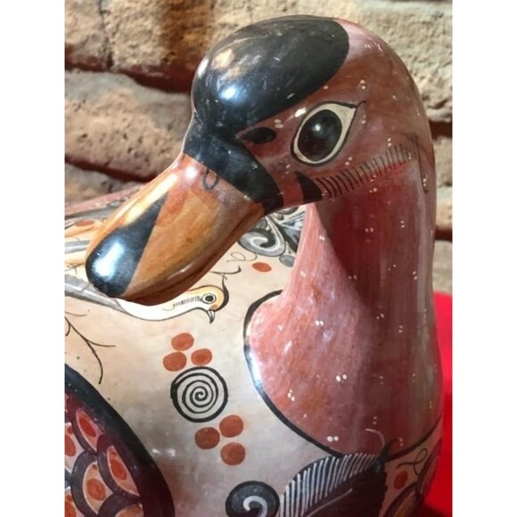 Very Large Hand-Painted 1960s Tonala Mexican Pottery Clay Duck 14.5" X 12" X 9" - Picture 4 of 16